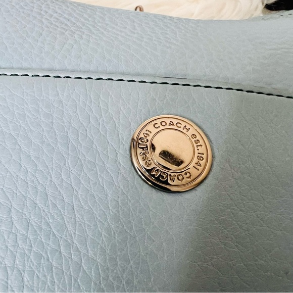 Vintage Coach Light Blue Leather Shoulder Bag.#8A38 - Picture 8 of 12